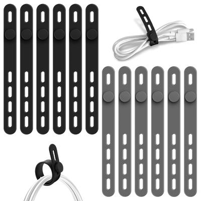 Lasocy Silikon-Kabelbinder, 4-Loch Verstellbare Kabelbinder, Multifunktionale Kabelklemmen für Schreibtisch, Kabelorganisation, USB-Kabel, Stromkabel, Aufbewahrung,