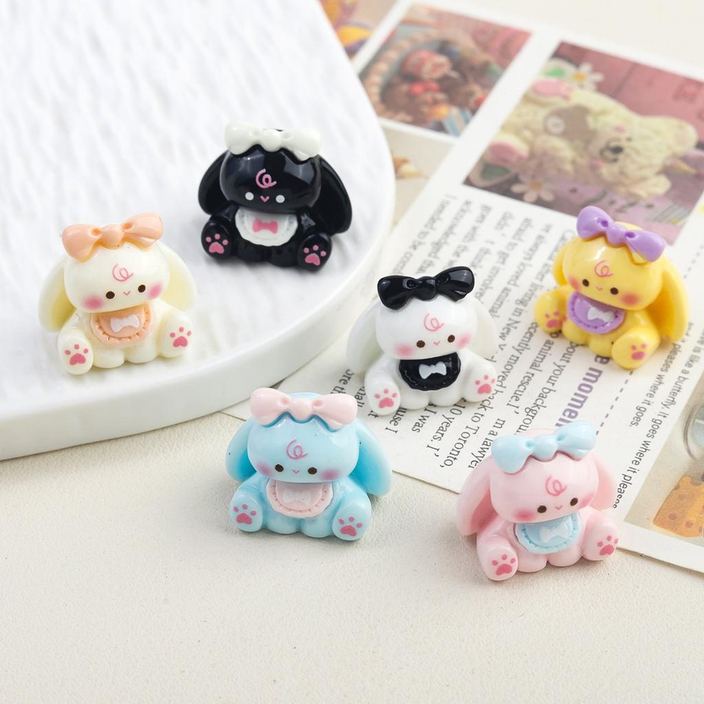 10pcs Cartoon DIY Resin Accessories, Three-dimensional Cute Bunny Desktop Ornaments