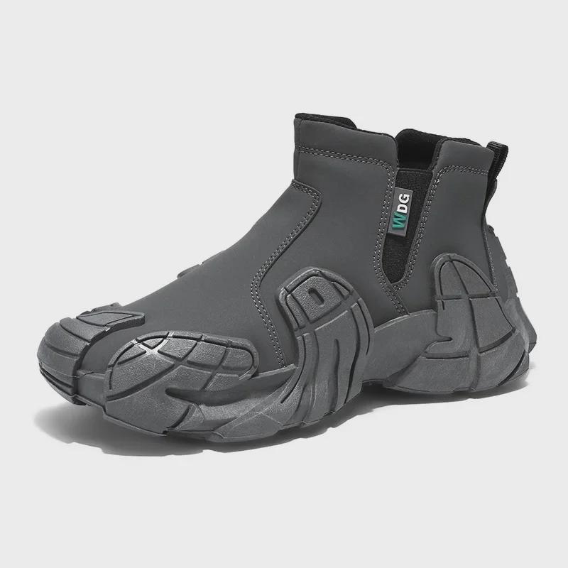 

Мужские высокие повседневные туфли без застежек: Нескользящая, износостойкая обувь для активного отдыха на природе для осени и зимы 42 серый