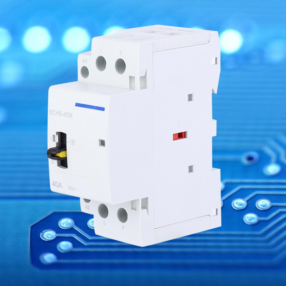 BCH840M 2P 40A 230V Household AC Contactor DIN Rail Mount with Manual Control Switch (2NO)