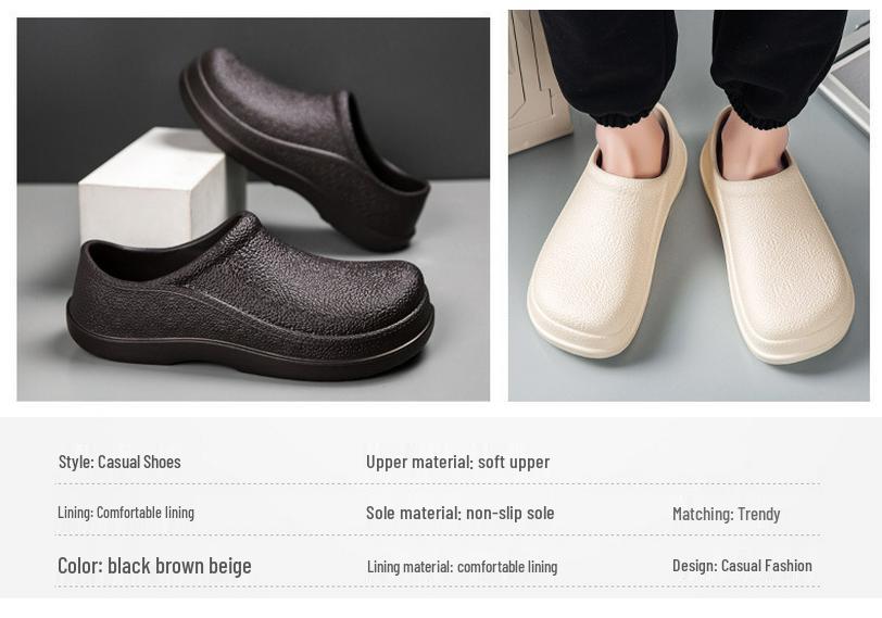 Men's Plus Size Waterproof Non-slip Chef Shoes - Slip-on Kitchen and Work Protection