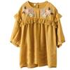 Johnature Women Vintage Embroidery Floral T-Shirts Solid Color Patchwork High Quality Tees Summer Short Sleeve T-Shirts