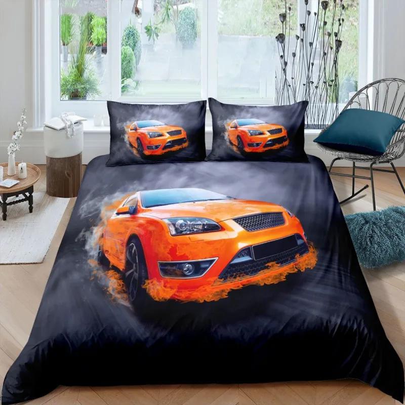 Sports Car Luxury Bedding Set Down Duvet Bedroom Bed Cover Single and Double King Size Quilt Cover Home Textiles 2/3pcs