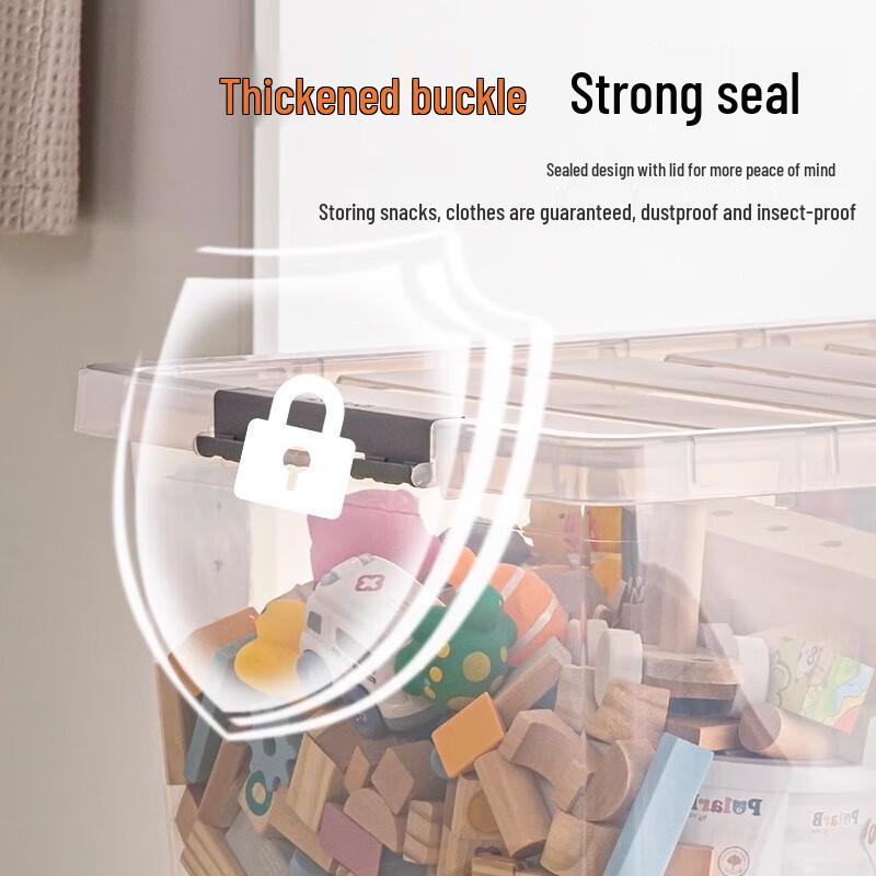 CHAHUA 50L Transparent Plastic Storage Box with Wheels