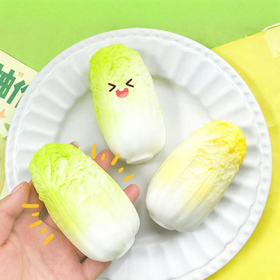 Fake Cabbage Stress Relief Toy, Anxiety Relieving Cabbage Squeeze Toy, Soft Stretchy Vegetable Fidget Toy, Portable Stress Ball Sensory Toy
