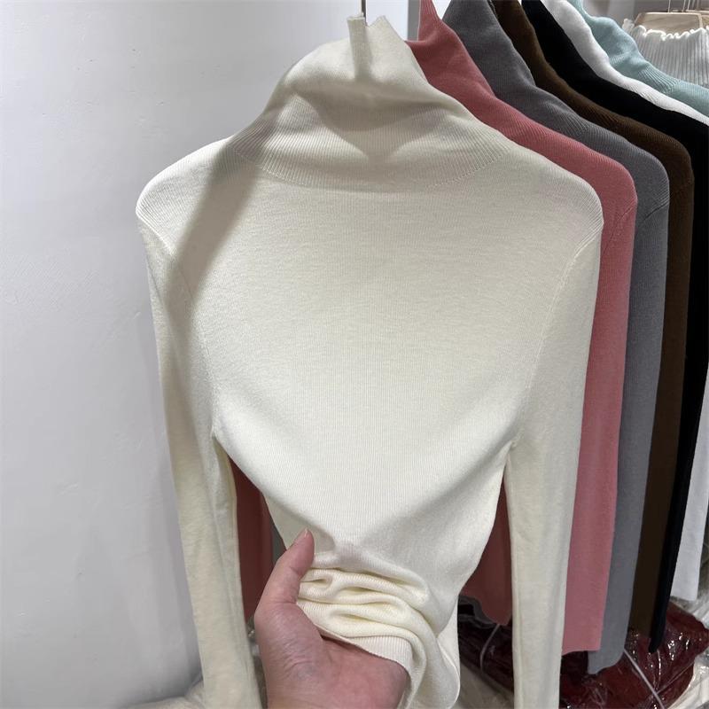 Maglione Dolcevita Lavorato a Maglia Slim-Fit da Donna - Primavera 2025 Top a Collo Alto a Maniche Lunghe Sovrapposto