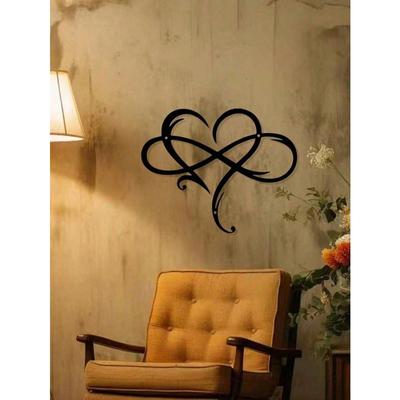 1pc Metal Infinity Heart Wall Art Sculpture Eternal Love Symbol Hollow Geometric Plaque Home Room Decor