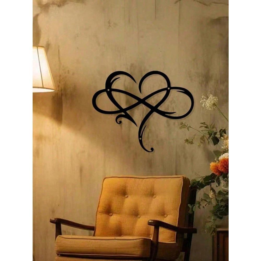 1pc Metal Infinity Heart Wall Art Sculpture Eternal Love Symbol Hollow Geometric Plaque Home Room Decor