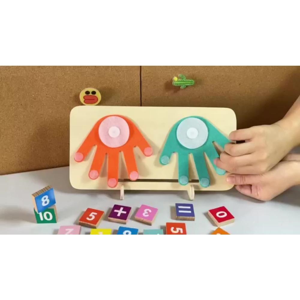 Finger Counting Math Toy, Wooden Math Board Learning Toy, Educational Math Operation Block, Number Counting Building Block