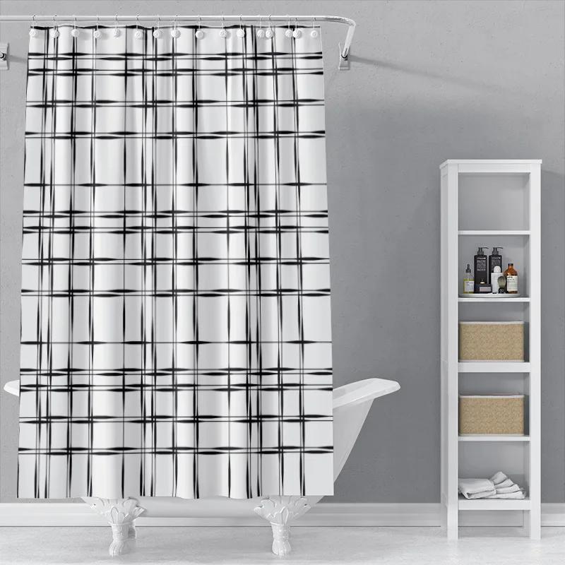 The New Isn Simple Nordic Black And White Line Draft Shower Curtain Toilet Partition Hanging Cloth Window Shading