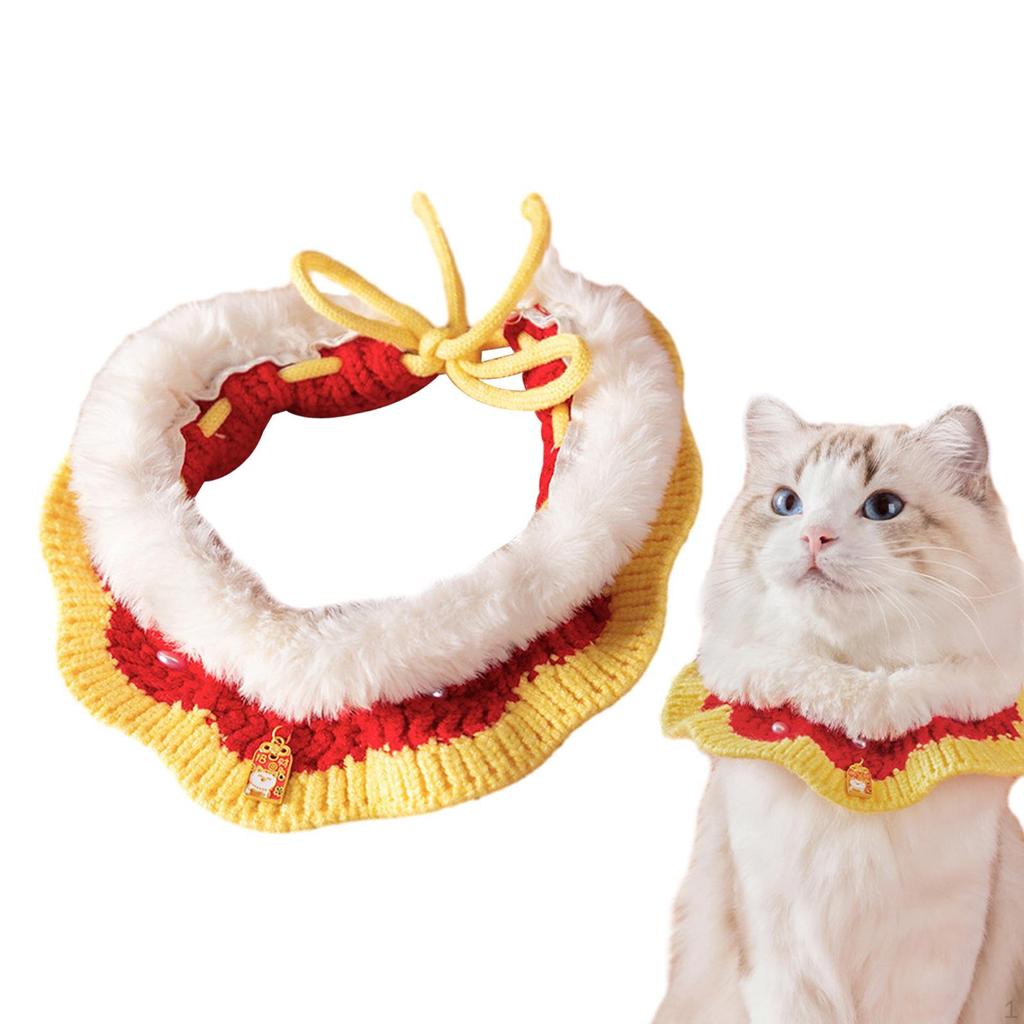 Pet Scarf Adjustable Knitting Cat Collars Cute Decorative Year Decoration Hand Woven Crochet
