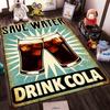 Retro Style Carpet with Save Water Drink Cola Print for Living Room Suitable for Use As an Anti-slip for Living Room Bedroom Sofas