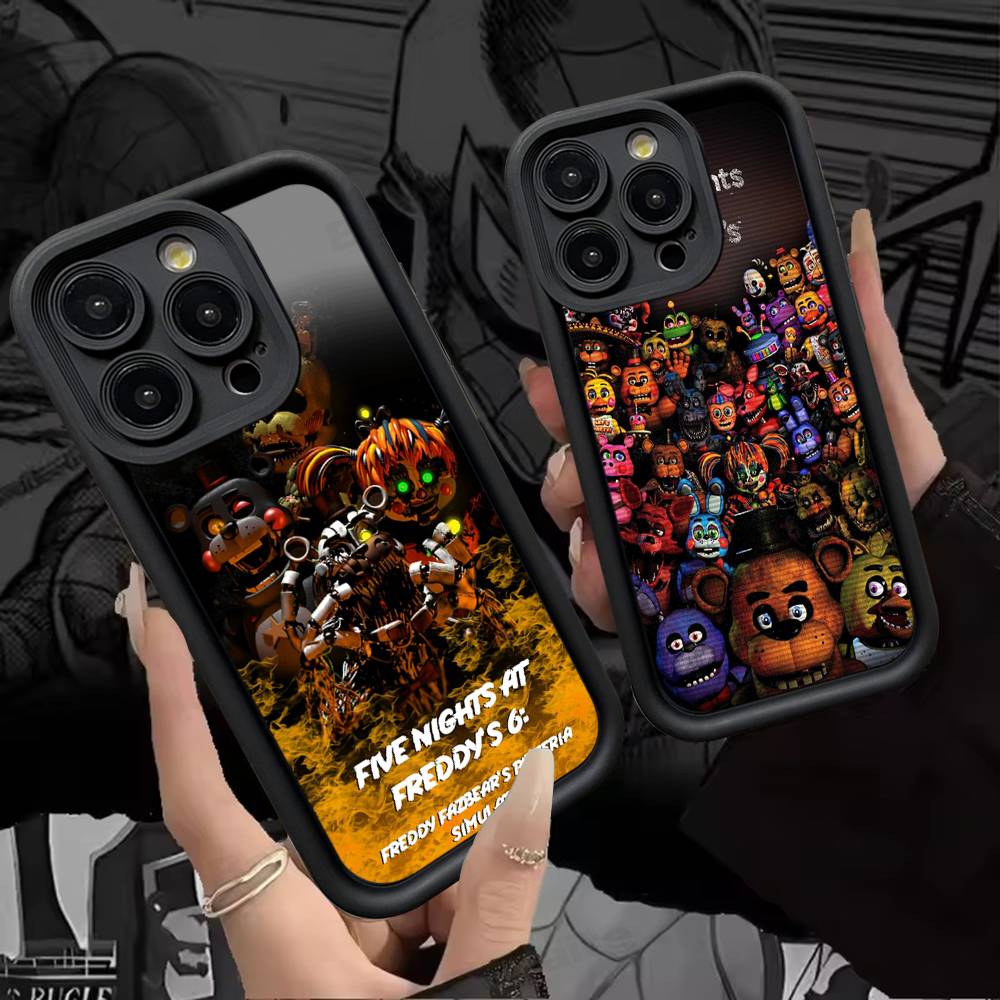 F-FNAF Five-nights-At-Freddys Silicone Soft Phone Case For iPhone 17 16 15 14 Plus 13 12 Mini 11 Black Cover