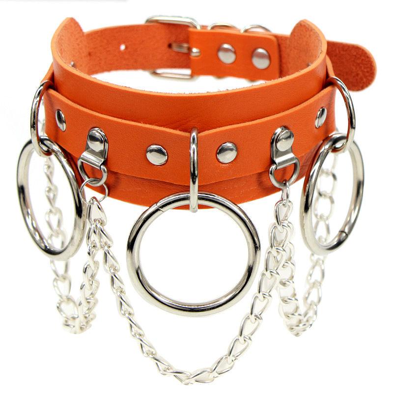 Stainless Steel Pu Leather Choker Necklace Pendant Collar For Women Goth Punk Chain Sexy Chocker Necklaces Bondage Gift