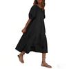 Fashion Women Loose Puff Sleeve Casual Short Sleeves Dress