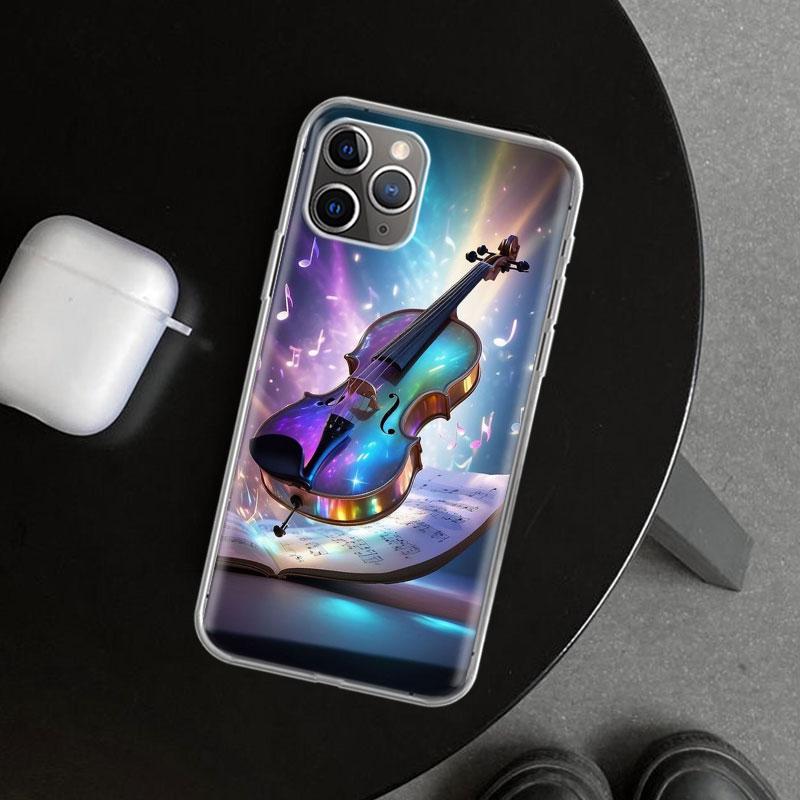 Music Violin Phone Case Cover for iPhone 11 12 13 Mini 14 15 Plus 16 Pro Max 17 Air 7 8 + SE Art Customized Fundas 11 12 13 Mini