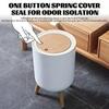 Trash Can with Lid – High Foot Press Dustbin, Wooden Grain Waste Bin for Kitchen, Toilet, Living Room, Office, Hotel