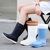 New PVC four-season medium tube rain shoes women's fashion waterproof shoes wear-resistant and non-slip water boots rain boots Japanese