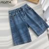 Short en Jean classique taille haute pour femme, pantalon à jambes larges, décontracté, assorti avec tout, mode d'été