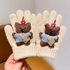Candy Color Cute Animal Kids Knit Gloves Warm Full Finger Gloves  Riding