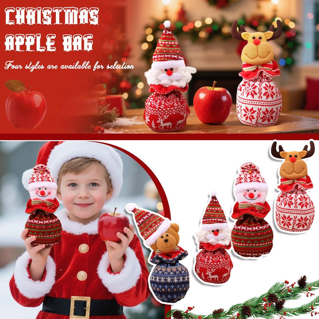 Christmas Knitted Doll Gift Bags, Reusable Sweet Bags, Snowman And Snowflake Shapes, Storage For Party Decorations, Festive And Holid