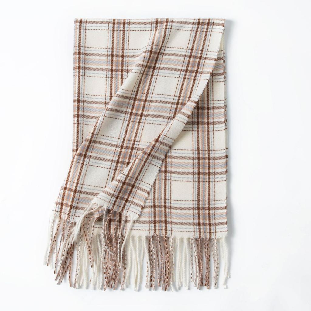 New sweet warm imitation cashmere scarf plaid student couple winter thickened warm scarf