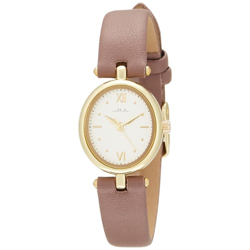 Fieldwork Women's Analog Ellipse Watch with Gold Leather Strap, Purple (JN003-2)
