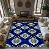 Blue Persian Rug Vintage Area Rug Washable Non Slip Floor Mat Home Decor Living Room Carpet Bohemian Style Entryway Mat