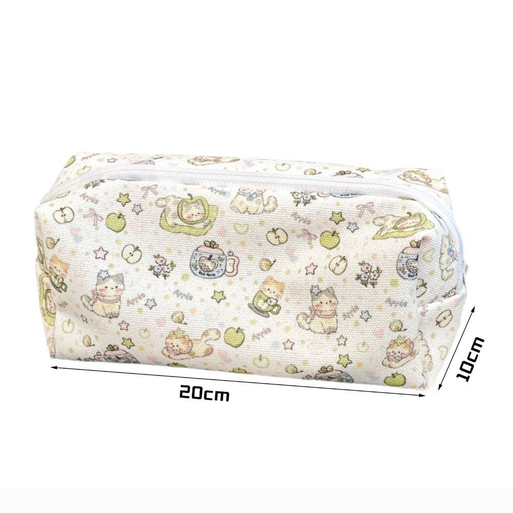 Canvas Pen Bag Cat Printted Patterns Stationery Bag Multi-Purpose Pencil Box  School Office