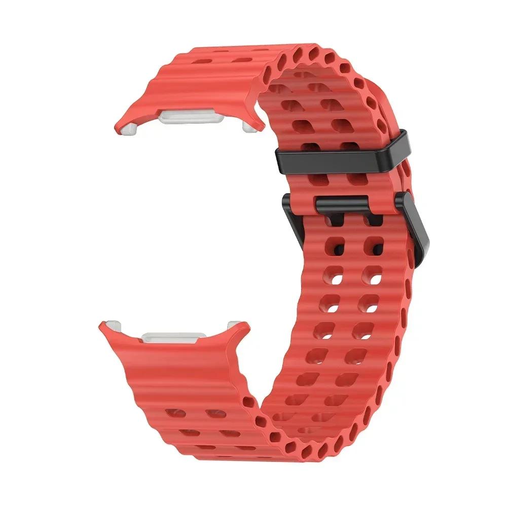 NEW Marine Silicone Strap For Samsung Watch 7 Ultra 47mm Bracelet No Gaps Sport Two-tone Band for Galaxy Ultra Watchband Straps