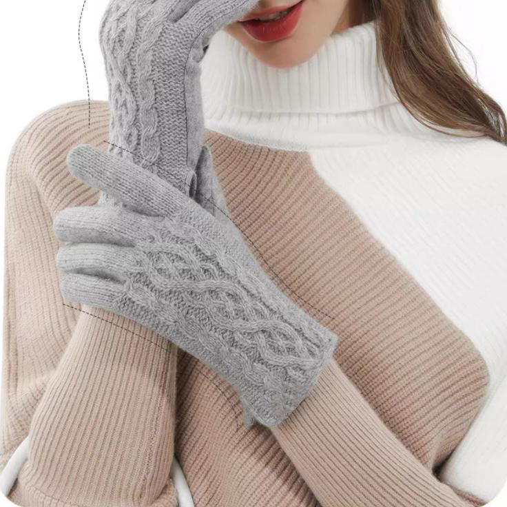 Cashmere Gloves, Autumn and Winter Touch Screen Gloves Outdoor Couple Gloves Warm Cycling Gloves Five Finger Velvet Gloves Wool Gloves