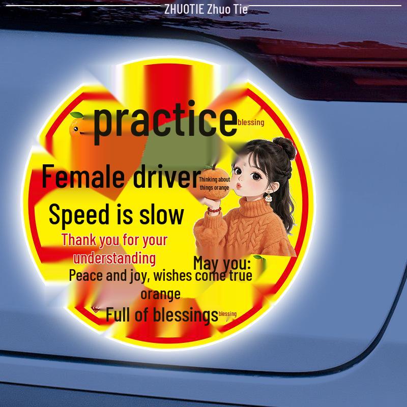 Thank You for Understanding: Creative Cartoon Female Driver Magnetic Car Sticker