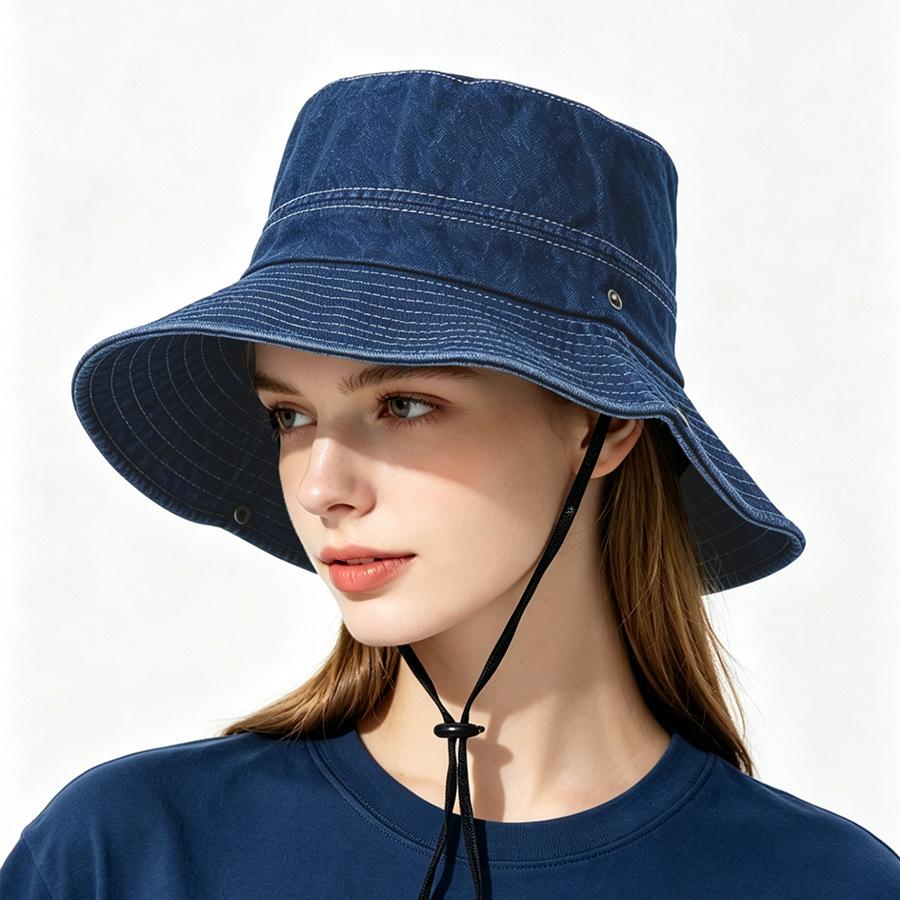New cotton bucket hat men's and women's outdoor sun hat travel outdoor hiking hat casual denim hat