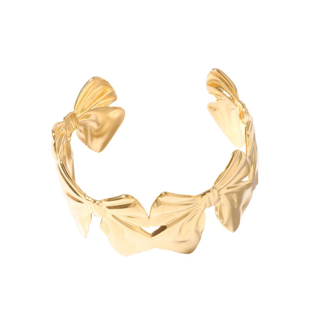 Exaggerated Stainless Steel Color Retention Electroplating Wide Bow Fashion OL Titanium Steel Bracelet