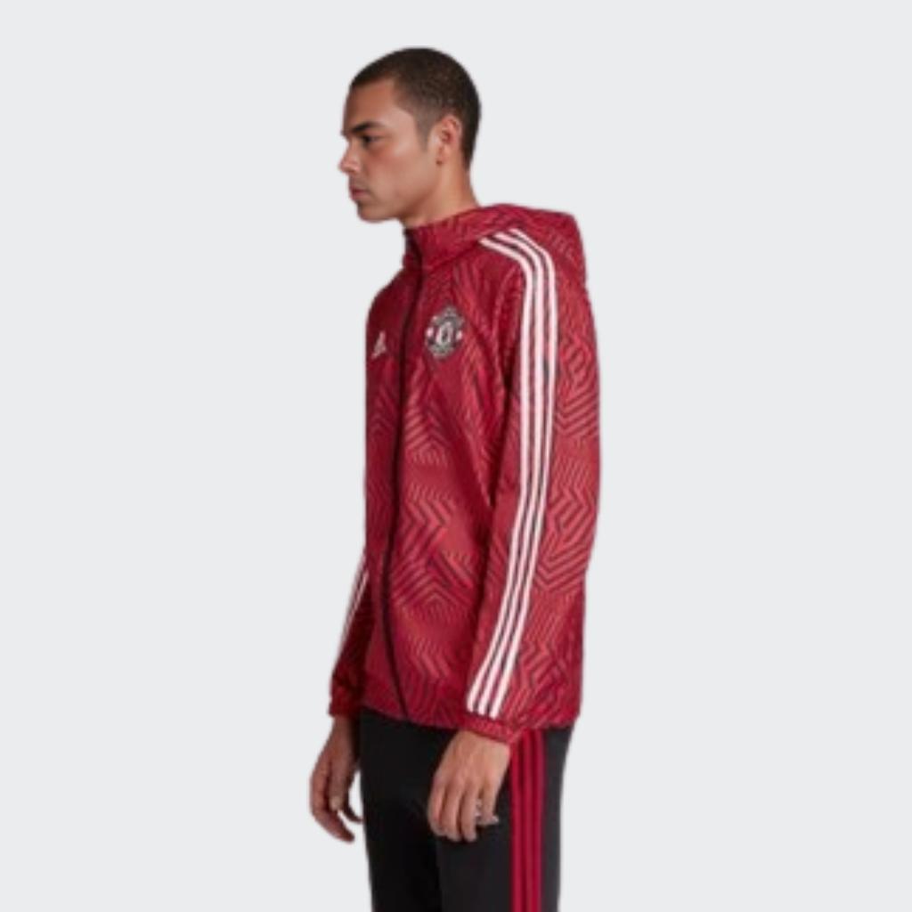 Adidas Mufc Windbreaker Hooded Jacket Men Outerwear Scarlet FR3844
