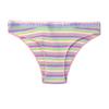 Women's Rainbow Striped Low-Rise Pure Cotton Panties - Cute & Breathable with Half Hip Coverage for Teens