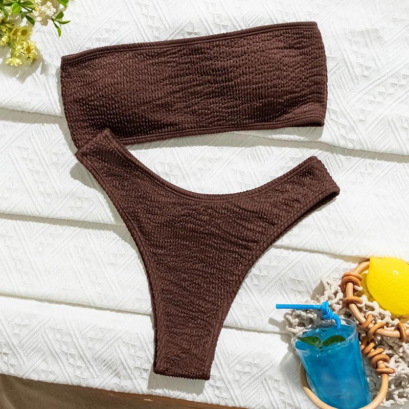 2025 Hot Sale Solid Color Bandeau Bikini Set - New Sexy Women's Swimwear
