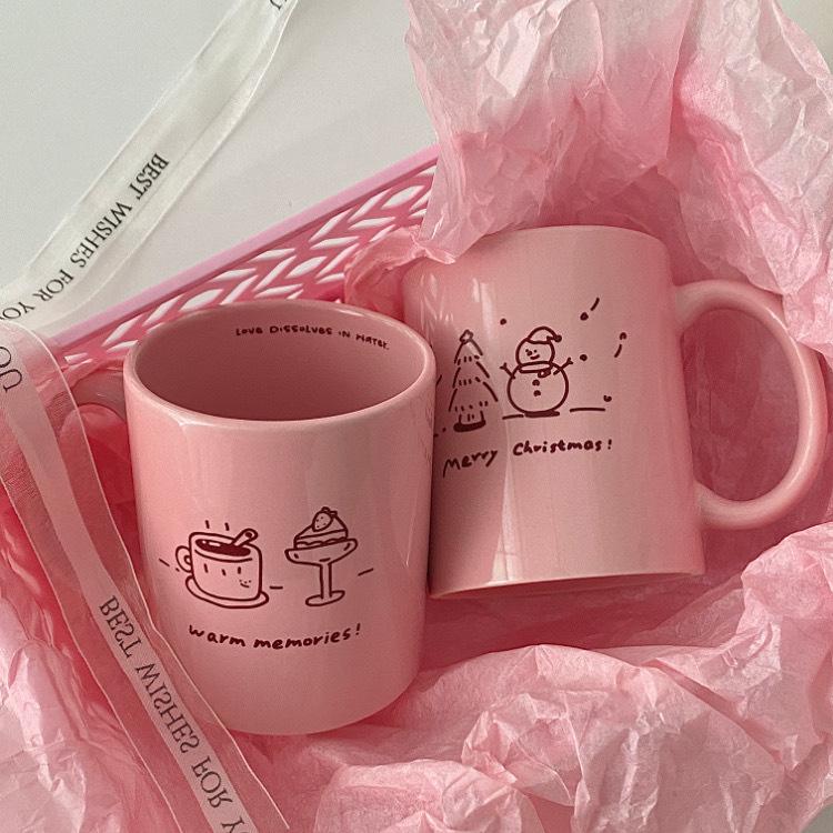 

Керамическая чашка для молочного фуфу, Милая керамическая мультяшная коллекция, Парная чашка для сливок, молока, кофе 301-400ml розовый