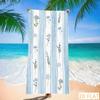 Blue Striped Floral Beach Towel - Super Absorbent Quick Dry Microfiber With Botanical Print, Soft Sand-Free Blanket For Picnic