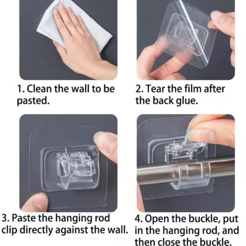 Adjustable Curtain Rod Brackets Self Adhesive Curtain Rod Holder Hooks Nail Free Adjustable Curtain Rod Hooks Hangers