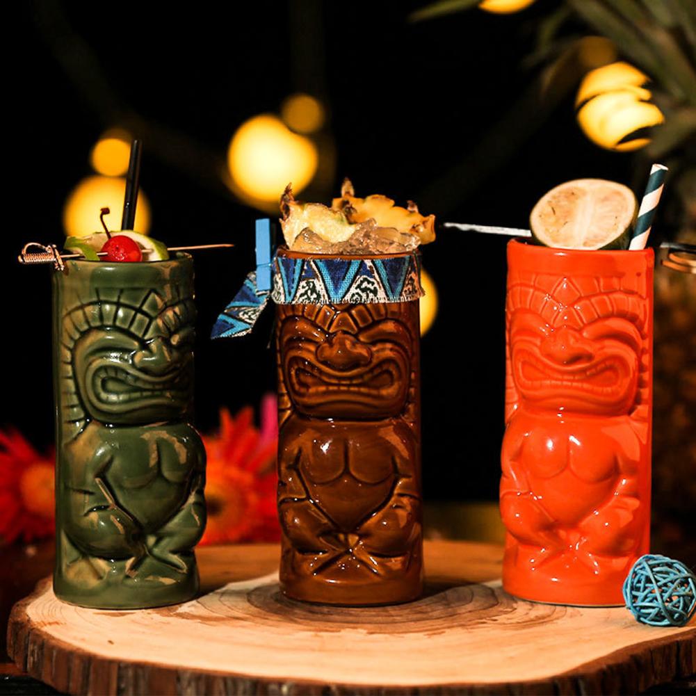 Hawaiianische Cocktailbecher Kreativer Stil Keramiktasse Biergetränk Tiki-Tasse Weinglas Barwerkzeuge Hausbar Party Trinkgeschirr Becher