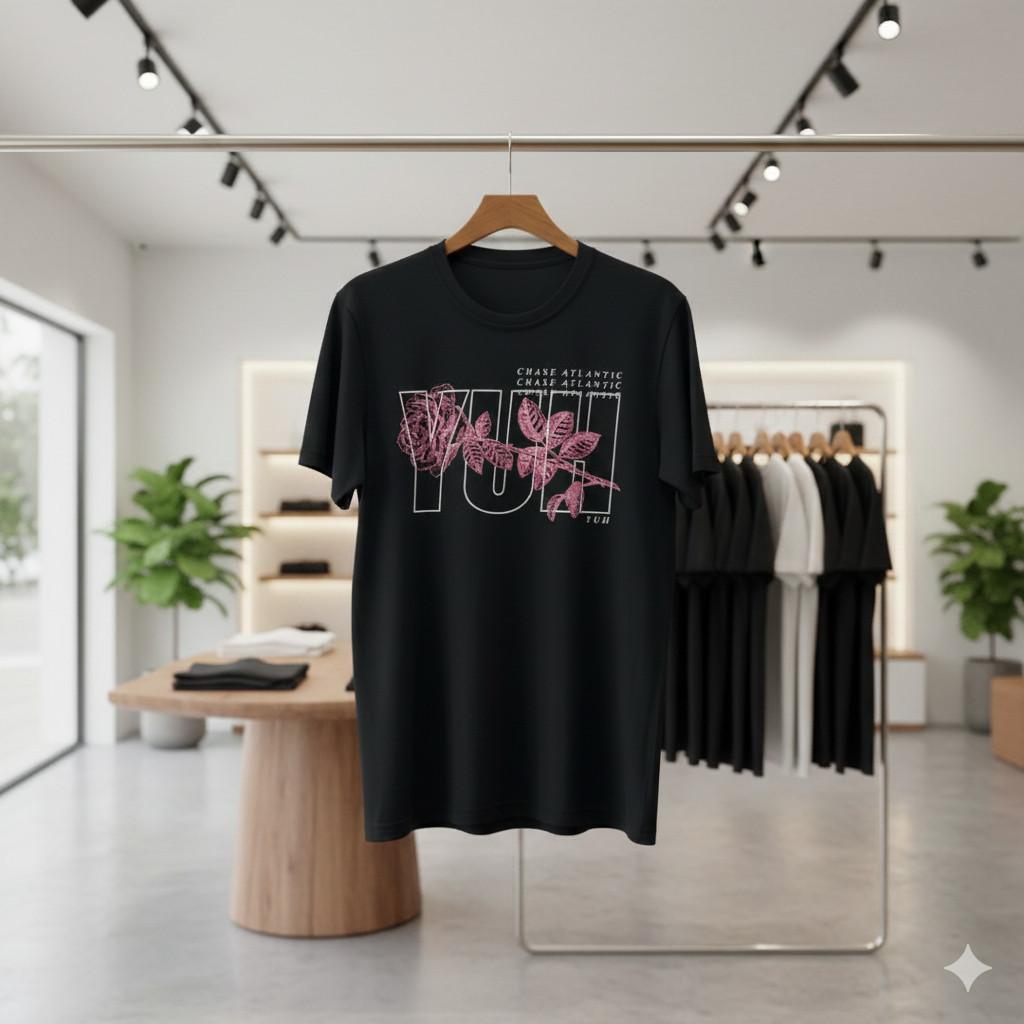 Chase Atlantic YUH Rose Graphic Black T-Shirt - T082 M