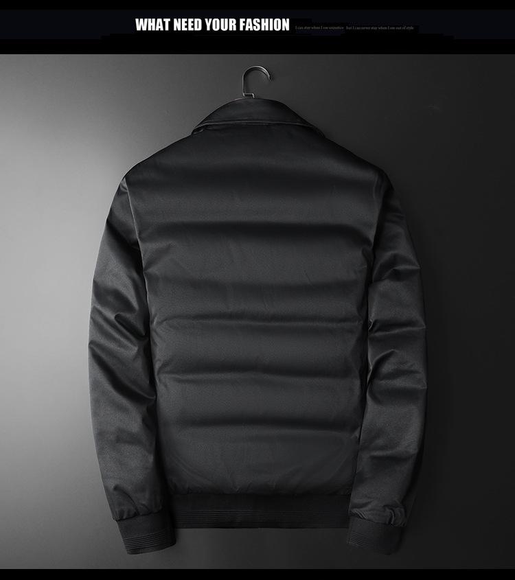 European Winter Lightweight Men's Embroidered Lapel Down Jacket - Trendy Plus Size Warm White Duck Down Coat