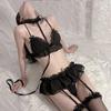 Erotic Sexy Lingerie Maid Underwear Sweet Bra Panties Garter Set Women Erotic See-Through Chiffon Hot Sex Bikini Suit Cosplay