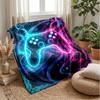 Neon Game Controllers Theme Blanket Lightweight Warm Flannel Blanket Decorative Throw Blanket for Home Decoration