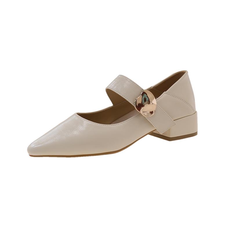 

Модная французская темпераментная обувь-лодочки с острым носком и мелким вырезом, женская летняя новинка, ретро блочный каблук, Мэри Джейн, маленькие кожаные туфли 40