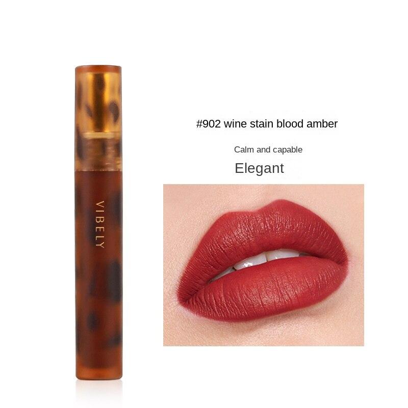 VIBELY Matte Amber Lip Glaze Non-Stick Lipstick Amber Leopard Lip Glaze