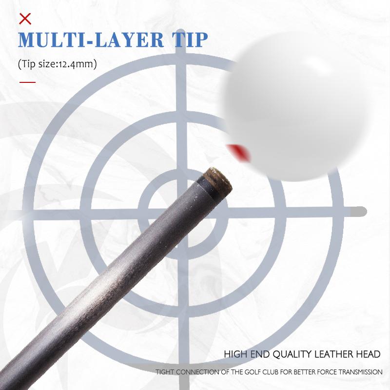 OKHEALING Carbon Fiber Pool Cue Black Technology Carbon Fiber Shaft Butt 12.4mm Tip Radial Pin Joint 147cm Length 19~20oz Weight Billiard Cue, Black