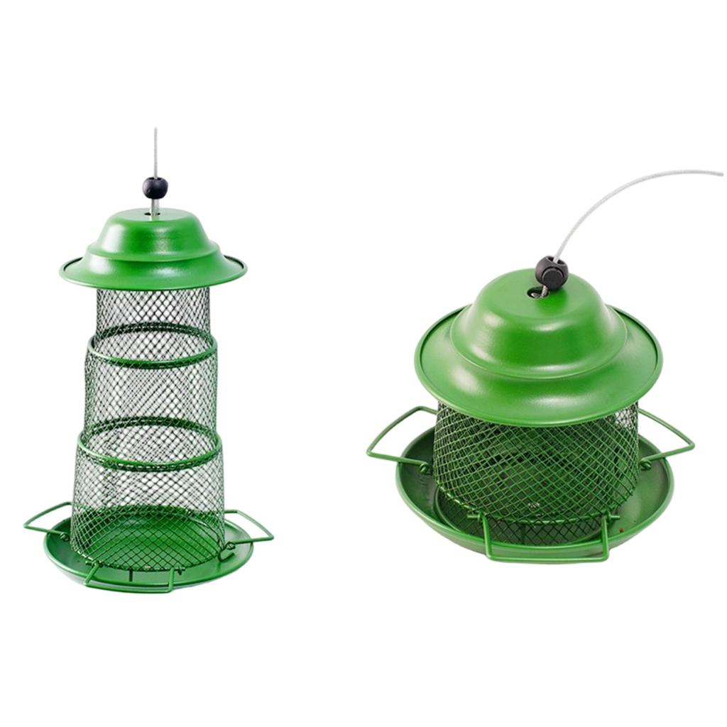Outdoor Adjustable Iron Bird Feeder with Mesh Design and Squirrel Resistant Structure for Garden and Backyard Use Hanging Installation