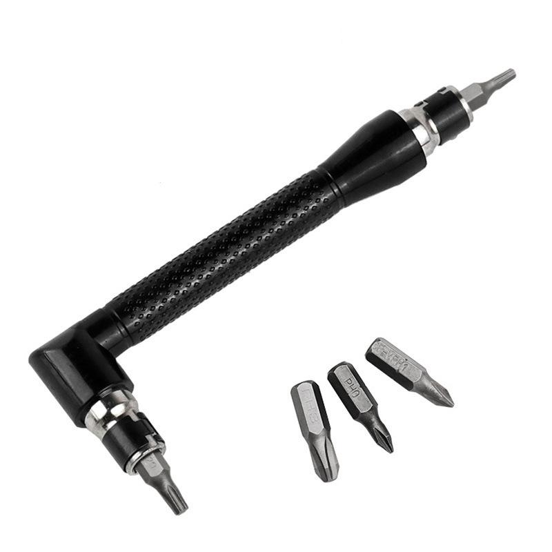 New L Type 1/4 Hexagon Screwdriver Bit 90 Degree Double End Handle Black 6.35mm Wrench Tool For Matching Bits Set